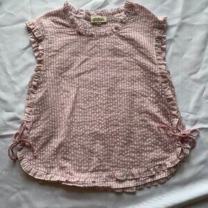 Listicle Small Pink White Seersucker top with side ties Small